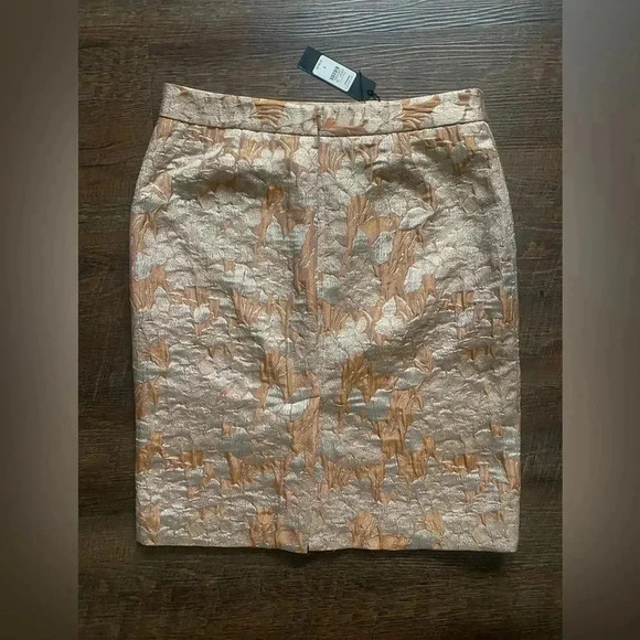 TALBOTS NWT gold peach cream brocade pencil skirt sz 6 holiday cocktail party - Picture 7 of 12